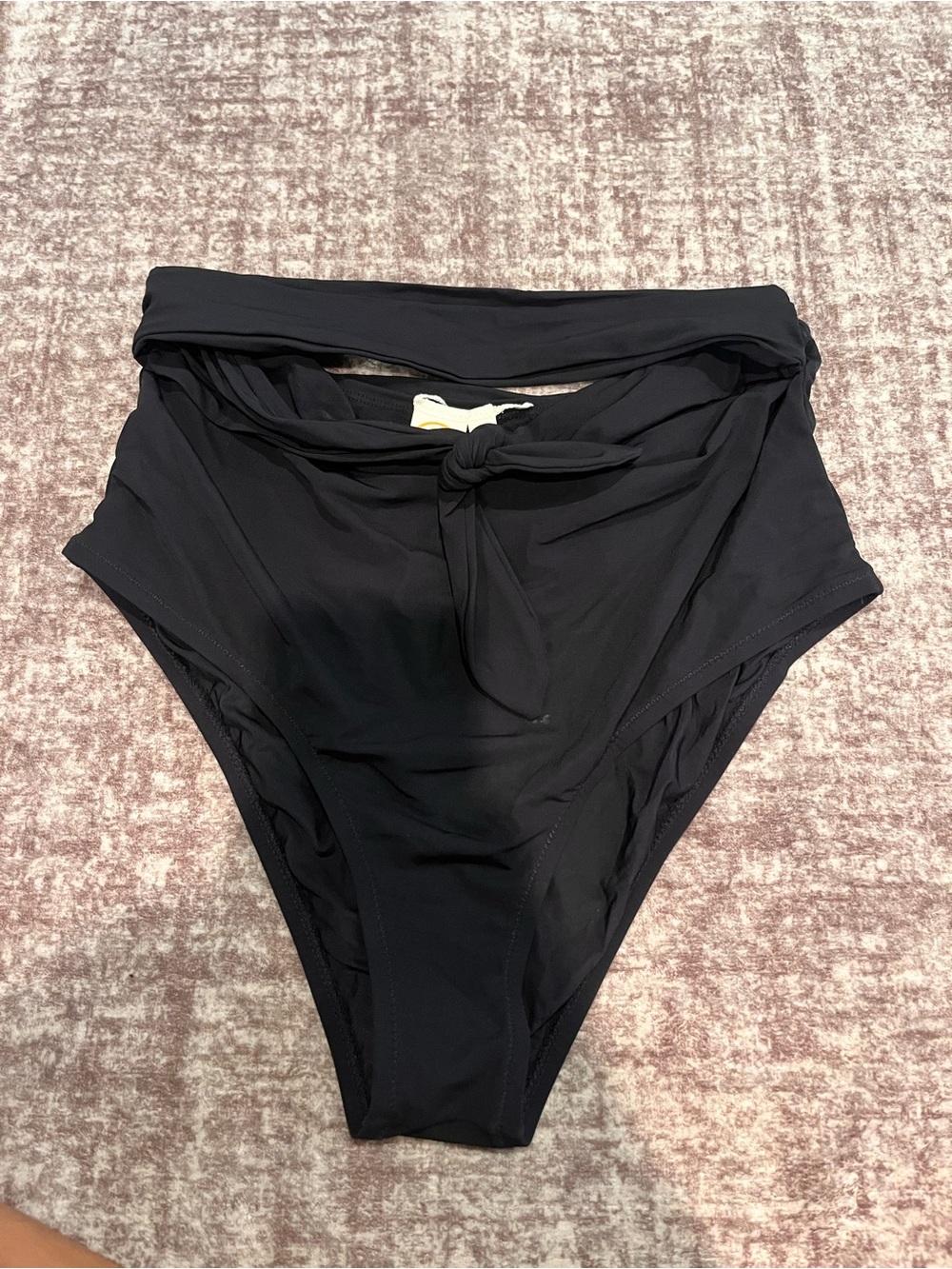 Tory Burch High-Waist Black Bikini Bottom with Front Knot